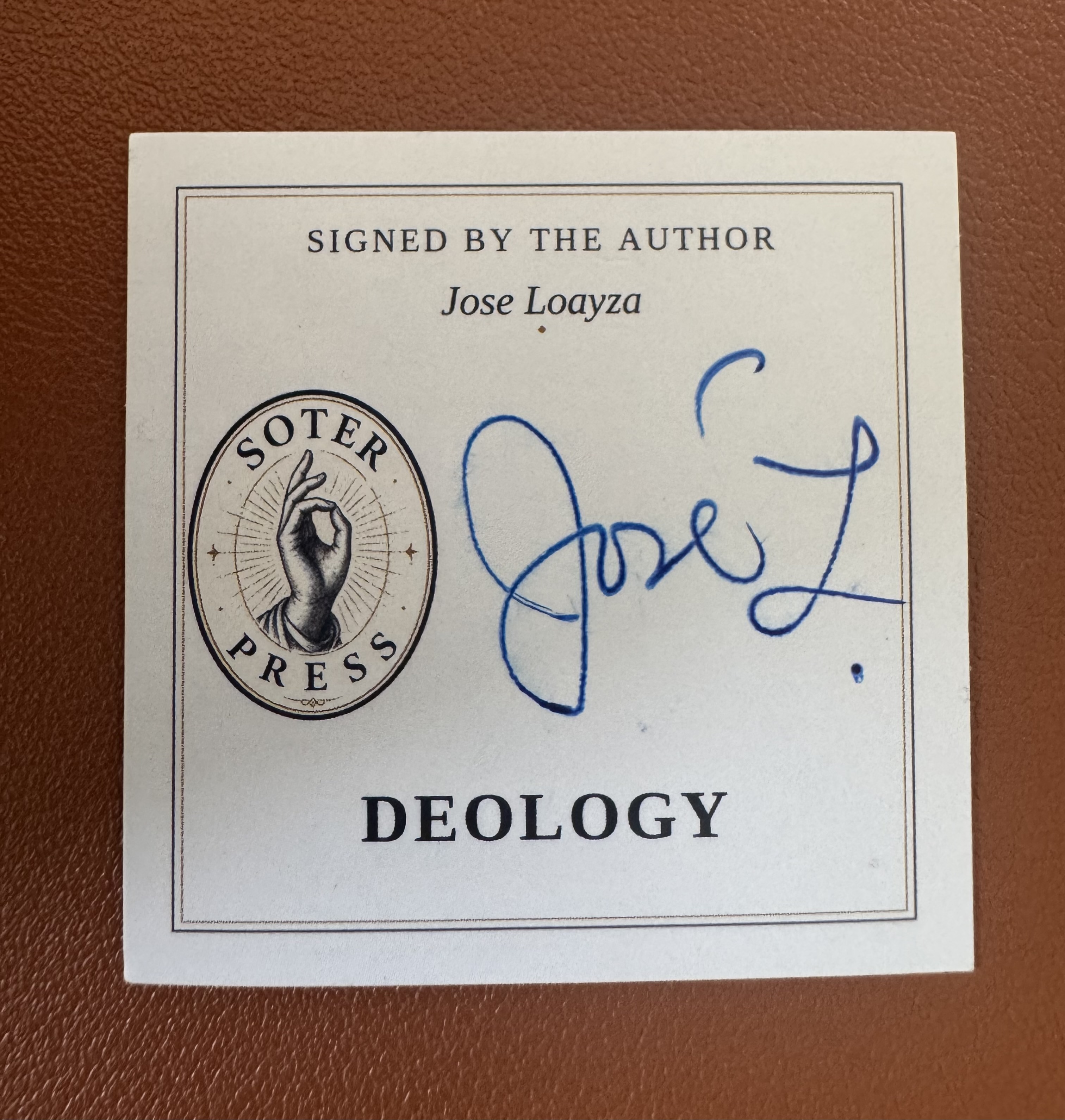 Signed DEOLOGY bookplate by Jose Loayza